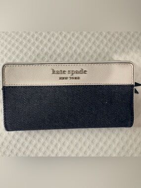 Kate Spade Cameron Denim Colorblock Large Slim Bifold Wallet